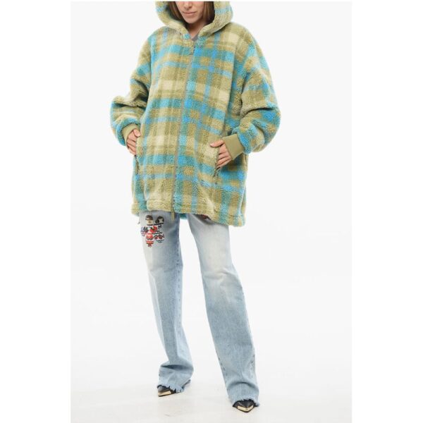 Dsquared² Sherpa Zip-up Hoodie with Tartan Pattern - Image 4
