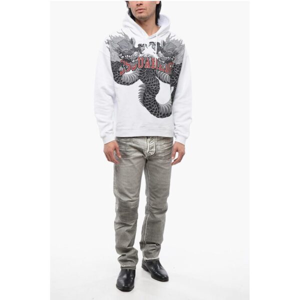 Dsquared² Brushed Cotton Hoodie With Dragons Priint - Image 4