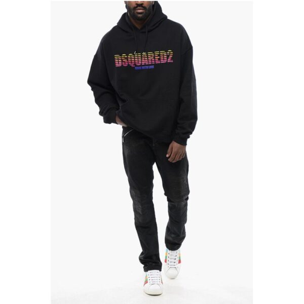 Dsquared² Loose Fit Brushed Cotton Printed Hoodie - Image 4