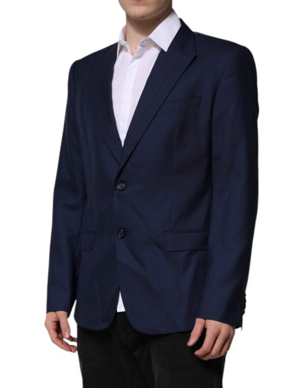 Dolce & Gabbana Blue Wool Single Breasted Suit Coat Blazer - Image 3