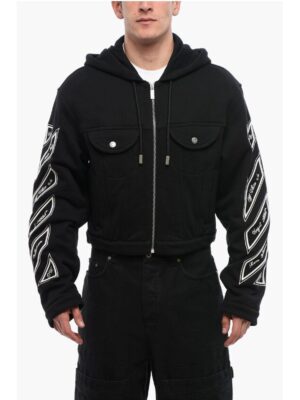 Off-White Front Ziped VARSITY DIAG Hoodie with Utility Pockets