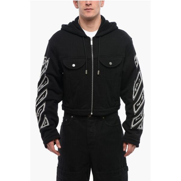 Off-White Front Ziped VARSITY DIAG Hoodie with Utility Pockets