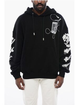 Off-White Printed Hoodie with Patch Pocket