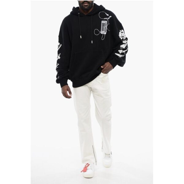 Off-White Printed Hoodie with Patch Pocket - Image 4