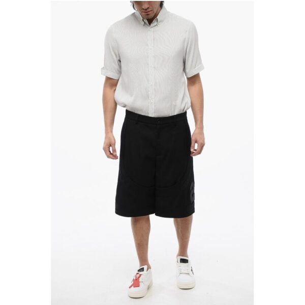 Off-White Virgin Wool Shorts With 23 Embroidery - Image 4