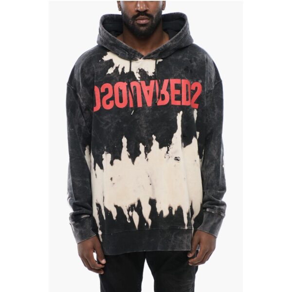 Dsquared² Bleached Effect Brushed Cotton Hoodie