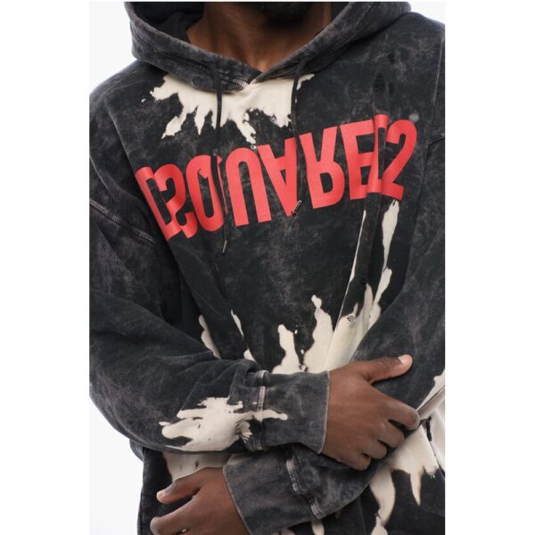 Dsquared² Bleached Effect Brushed Cotton Hoodie - Image 3
