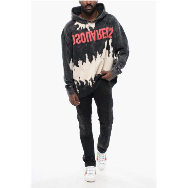 Dsquared² Bleached Effect Brushed Cotton Hoodie - Image 4