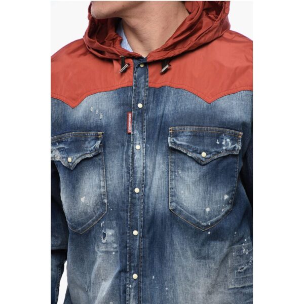 Dsquared² Distressed Denim Jacket with Shearling - Image 3