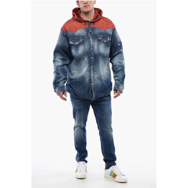 Dsquared² Distressed Denim Jacket with Shearling - Image 4