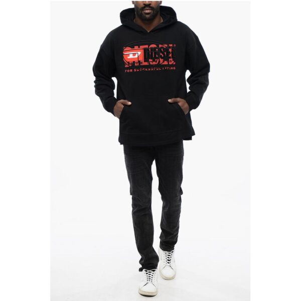 Diesel Brushed Cotton S-BAXT Hoodie with Embroidered Logo - Image 4