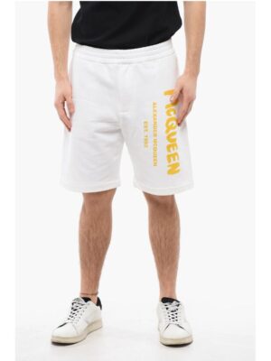 Alexander McQueen Brushed Cotton Shorts with Printed Logo