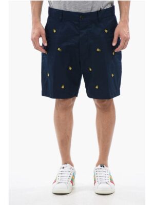 Dsquared² Cotton Shorts With Ananas Embroidery