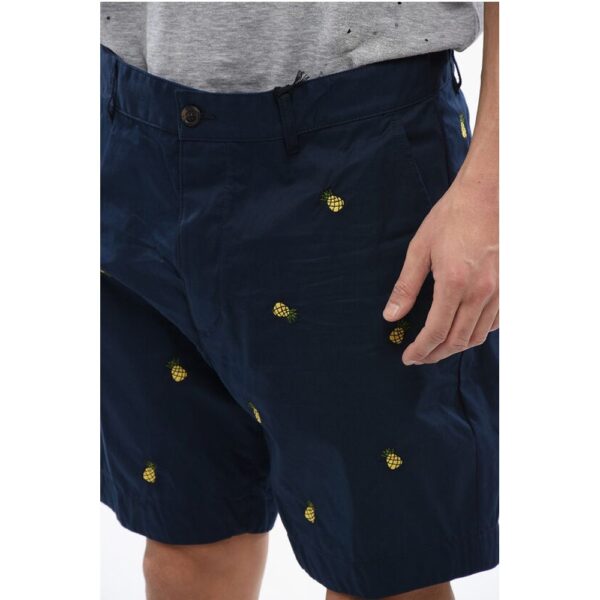 Dsquared² Cotton Shorts With Ananas Embroidery - Image 3