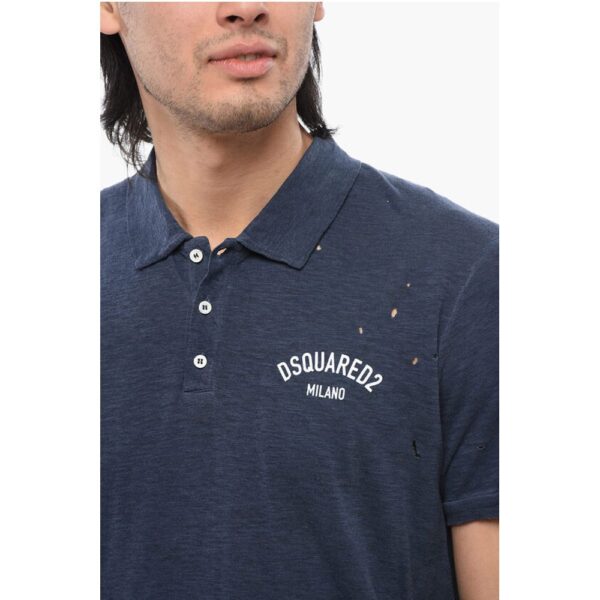 Dsquared² Distressed Effect Tennis Fit Polo - Image 3