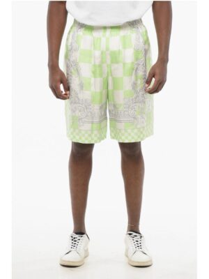 Versace Silk MEDUSA Shorts with Elastic Waistband