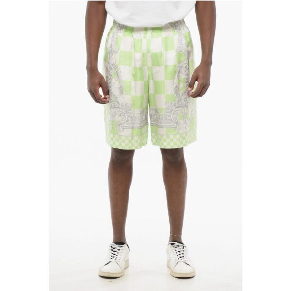 Versace Silk MEDUSA Shorts with Elastic Waistband