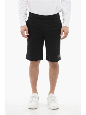 Armani EA7 Cotton Shorts with Lamè Printed Logo