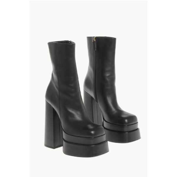 Versace Leather HYPER Platform Booties with Inner Zip 16cm