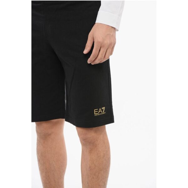 Armani EA7 Cotton Shorts with Lamè Printed Logo - Image 3