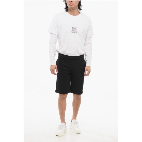 Armani EA7 Cotton Shorts with Lamè Printed Logo - Image 4