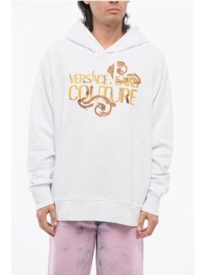 Versace JEANS COUTURE Brushed Cotton Hoodie with Printed Logo
