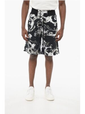 Versace JEANS COUTURE Brushed Cotton Shorts with Barocco Motif
