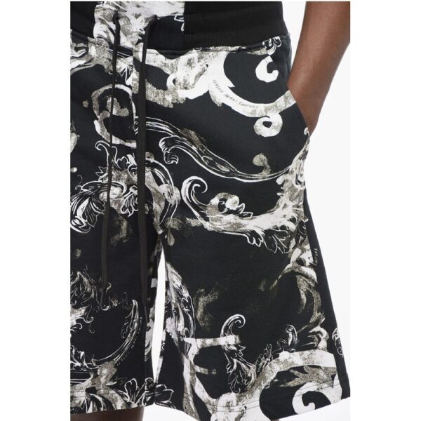 Versace JEANS COUTURE Brushed Cotton Shorts with Barocco Motif - Image 3