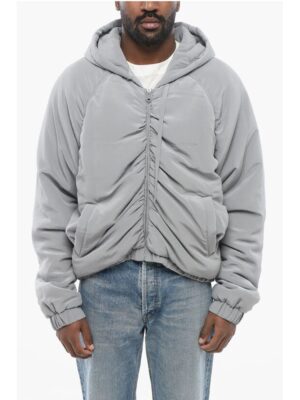 Dolce & Gabbana Padded Silk Hoodie with Front Zip