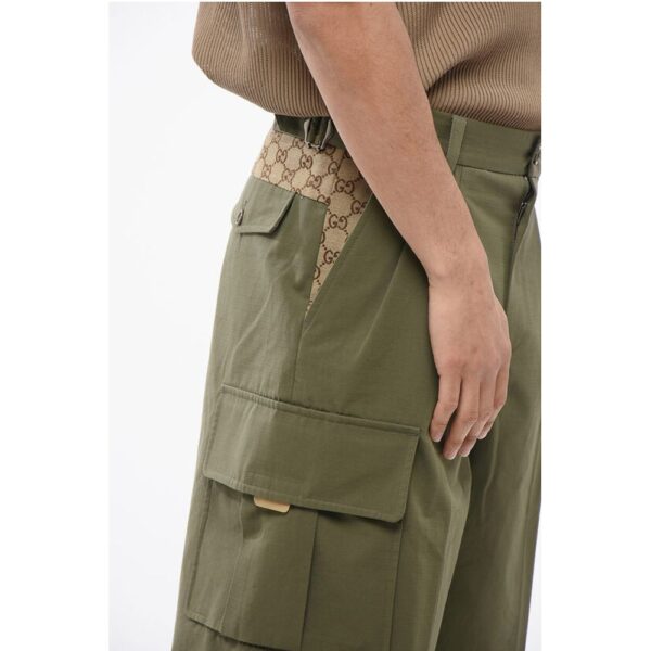 Gucci Cotton Cargo Shorts with Monogram Inserts - Image 3
