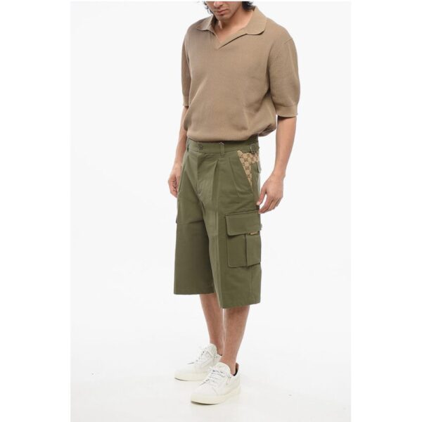 Gucci Cotton Cargo Shorts with Monogram Inserts - Image 4
