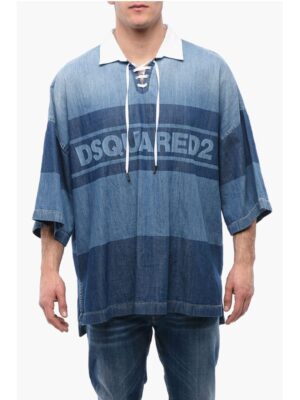Dsquared² Denim Rugby Shirt with Oversized Fit