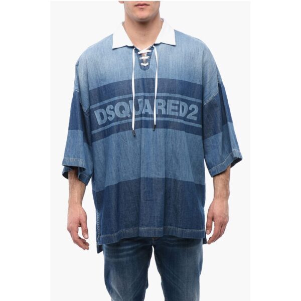 Dsquared² Denim Rugby Shirt with Oversized Fit