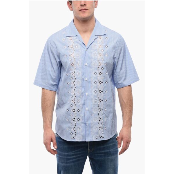 Dsquared² Striped SUNSET BOWLING Shirt with Broderie Anglaise