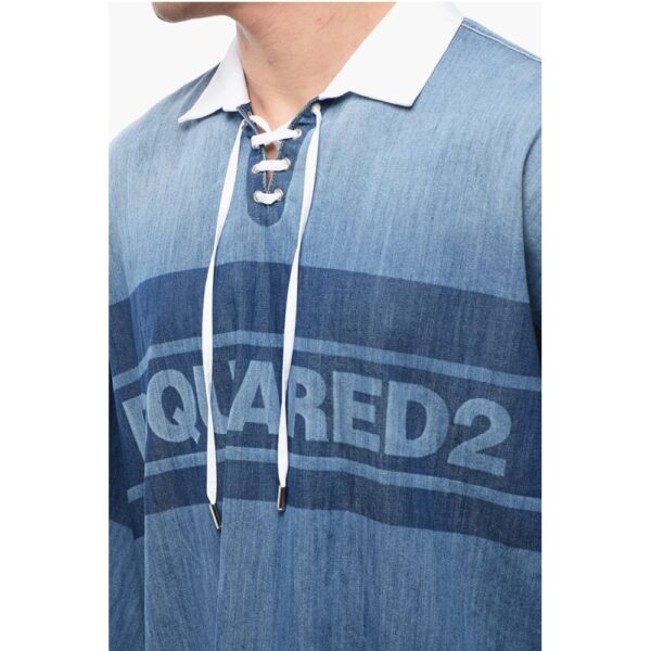 Dsquared² Denim Rugby Shirt with Oversized Fit - Image 3