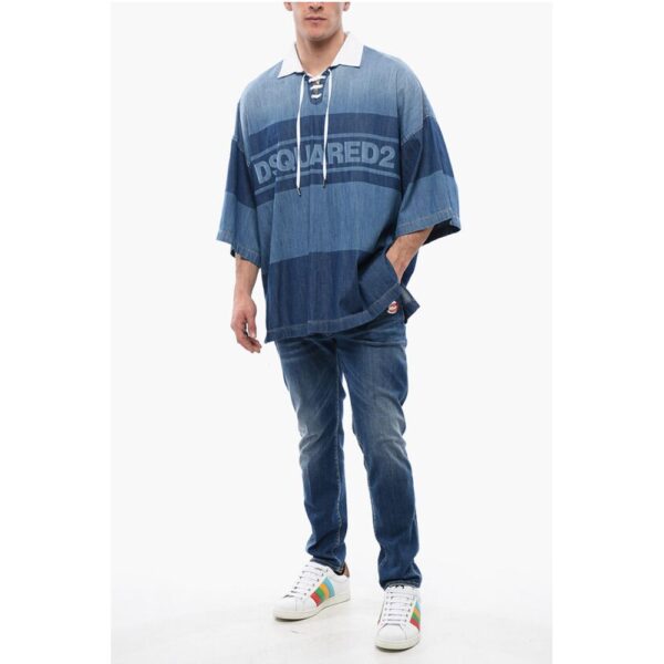 Dsquared² Denim Rugby Shirt with Oversized Fit - Image 4