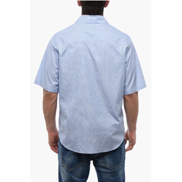 Dsquared² Striped SUNSET BOWLING Shirt with Broderie Anglaise - Image 2