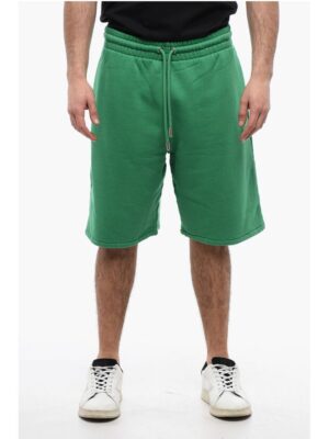 Off-White Brushed Cotton jogger Shorts With Embroidered Bandana Logo