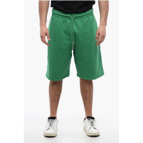 Off-White Brushed Cotton jogger Shorts With Embroidered Bandana Logo