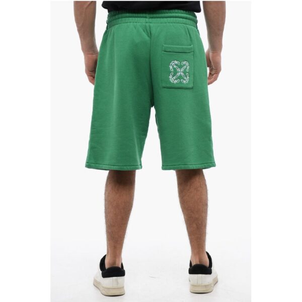 Off-White Brushed Cotton jogger Shorts With Embroidered Bandana Logo - Image 2