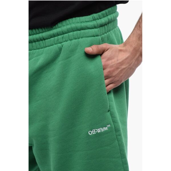 Off-White Brushed Cotton jogger Shorts With Embroidered Bandana Logo - Image 3
