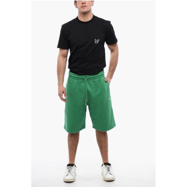 Off-White Brushed Cotton jogger Shorts With Embroidered Bandana Logo - Image 4