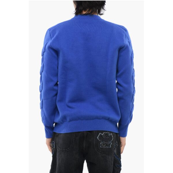 Off-White Crewneck Pullover With Embossed Details - Image 2