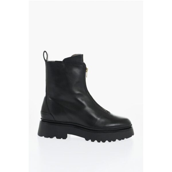 AllSaints Leather OPHELIA Booties with Frontal Zip - Image 3