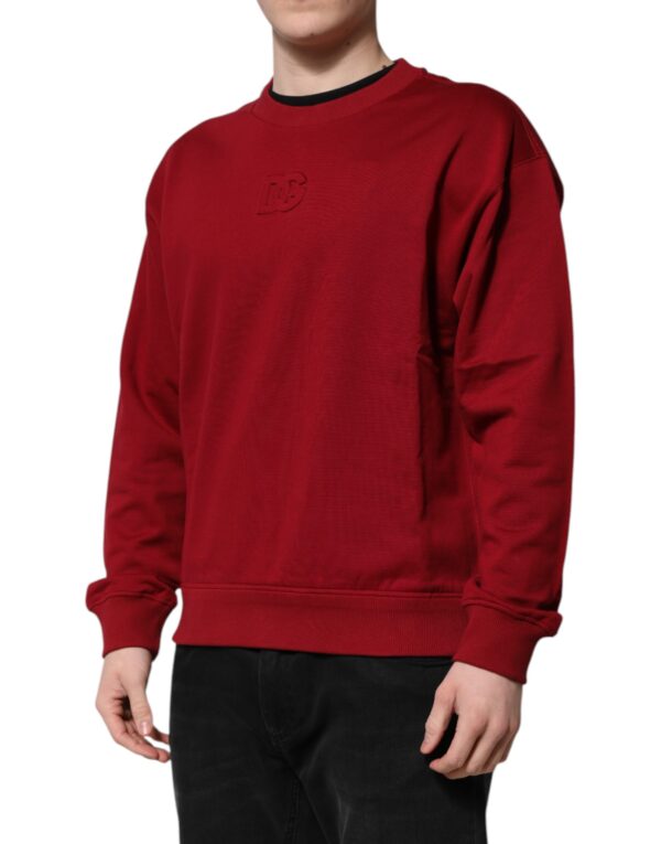 Dolce & Gabbana Red Embossed Logo Cotton Crew Neck Sweater - Image 3