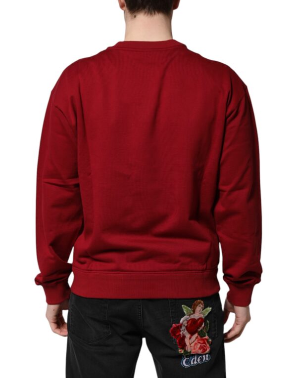 Dolce & Gabbana Red Embossed Logo Cotton Crew Neck Sweater - Image 4