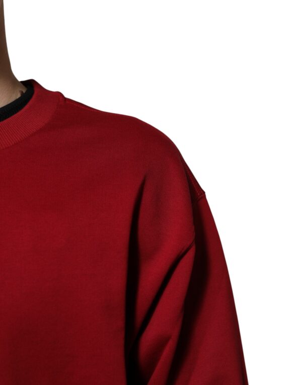 Dolce & Gabbana Red Embossed Logo Cotton Crew Neck Sweater - Image 5