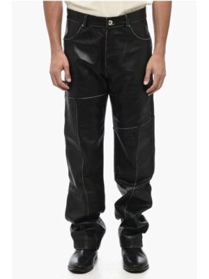 Andersson Bell Straight Leg Leather DRESZEN Pants with Belt Loops