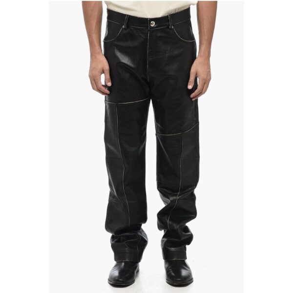 Andersson Bell Straight Leg Leather DRESZEN Pants with Belt Loops