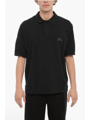 Neil Barrett Solid Color Loose Fit Polo Shirt with Piercing Detail